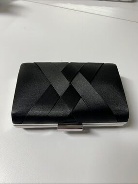 Source Unknown Black Satin clutch formal occasions size 6.5x4.5x1.7 NWOT